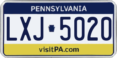 PA license plate LXJ5020