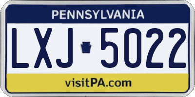 PA license plate LXJ5022