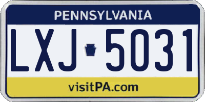 PA license plate LXJ5031