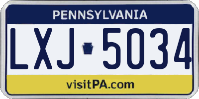 PA license plate LXJ5034
