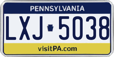 PA license plate LXJ5038