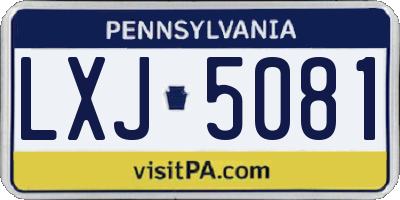 PA license plate LXJ5081