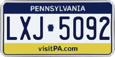 PA license plate LXJ5092