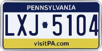 PA license plate LXJ5104