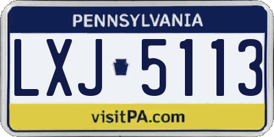 PA license plate LXJ5113