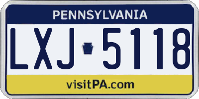PA license plate LXJ5118