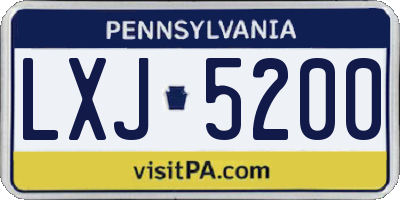 PA license plate LXJ5200