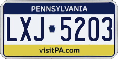 PA license plate LXJ5203