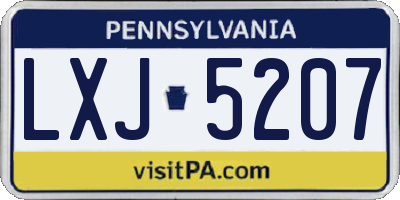 PA license plate LXJ5207