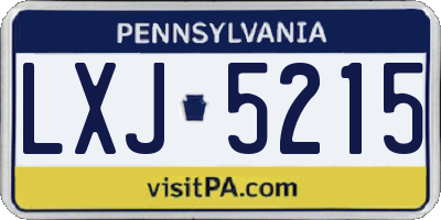 PA license plate LXJ5215