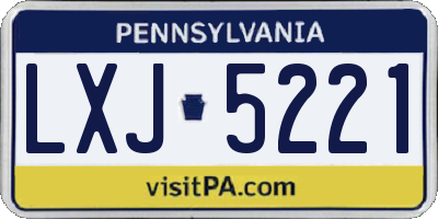 PA license plate LXJ5221