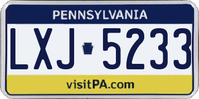 PA license plate LXJ5233