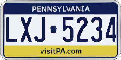 PA license plate LXJ5234