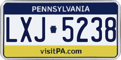 PA license plate LXJ5238