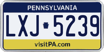 PA license plate LXJ5239