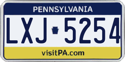 PA license plate LXJ5254