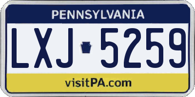 PA license plate LXJ5259