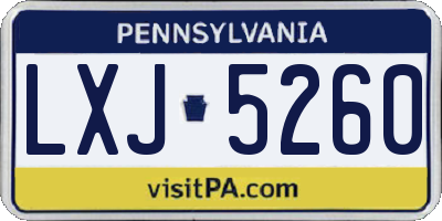 PA license plate LXJ5260