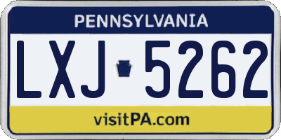 PA license plate LXJ5262