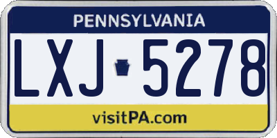 PA license plate LXJ5278
