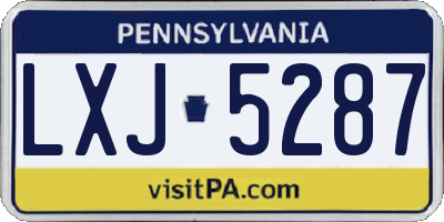 PA license plate LXJ5287