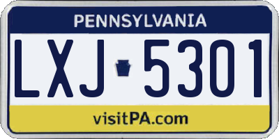 PA license plate LXJ5301