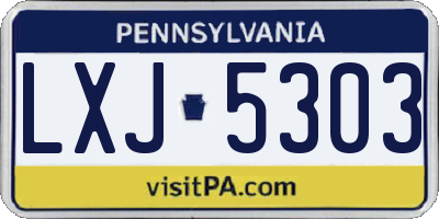 PA license plate LXJ5303