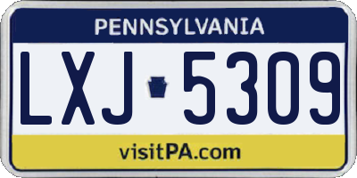 PA license plate LXJ5309