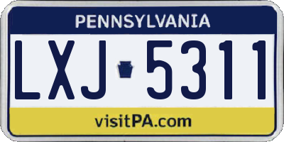 PA license plate LXJ5311