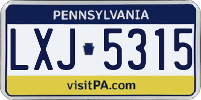PA license plate LXJ5315
