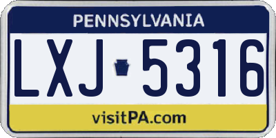PA license plate LXJ5316
