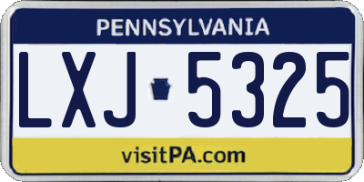 PA license plate LXJ5325