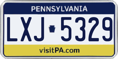 PA license plate LXJ5329