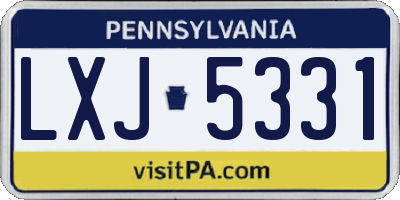 PA license plate LXJ5331