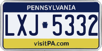 PA license plate LXJ5332