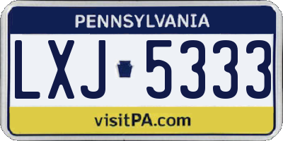 PA license plate LXJ5333