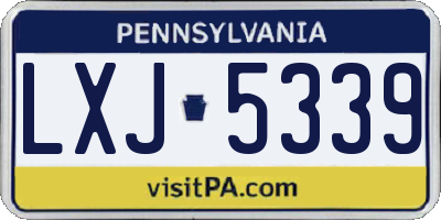 PA license plate LXJ5339