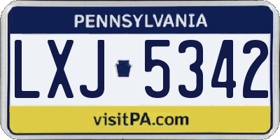 PA license plate LXJ5342