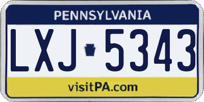 PA license plate LXJ5343