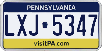 PA license plate LXJ5347