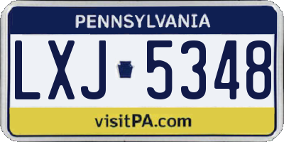 PA license plate LXJ5348