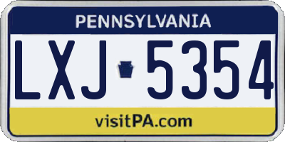 PA license plate LXJ5354