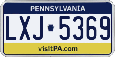 PA license plate LXJ5369