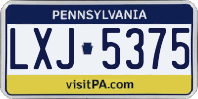 PA license plate LXJ5375