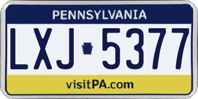 PA license plate LXJ5377
