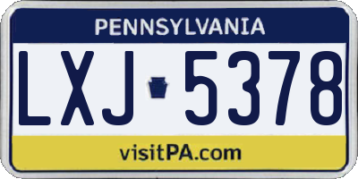 PA license plate LXJ5378