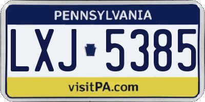 PA license plate LXJ5385