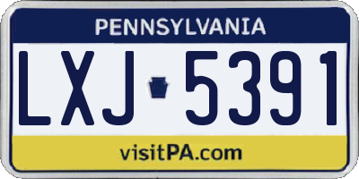 PA license plate LXJ5391