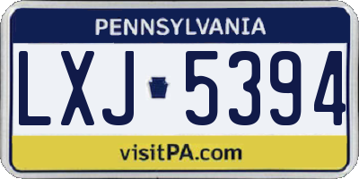 PA license plate LXJ5394