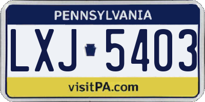PA license plate LXJ5403